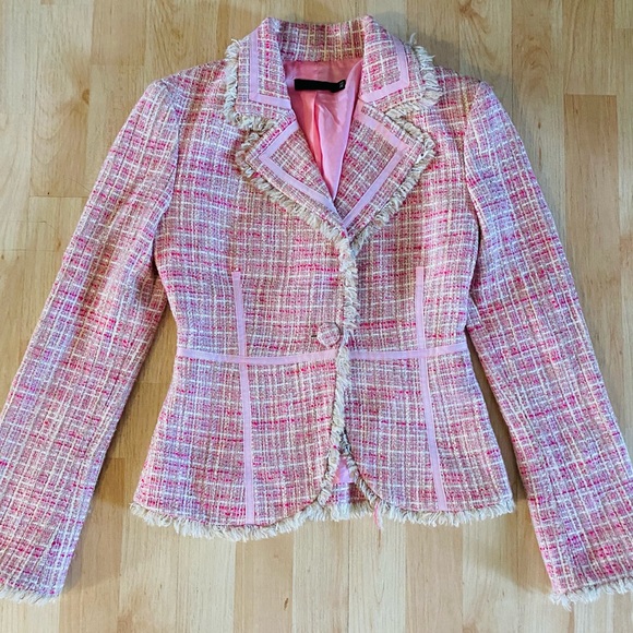 Guess Jackets & Blazers - Guess Collection Pink Tweed Blazer